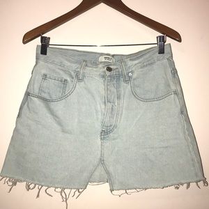 distressed denim skirt